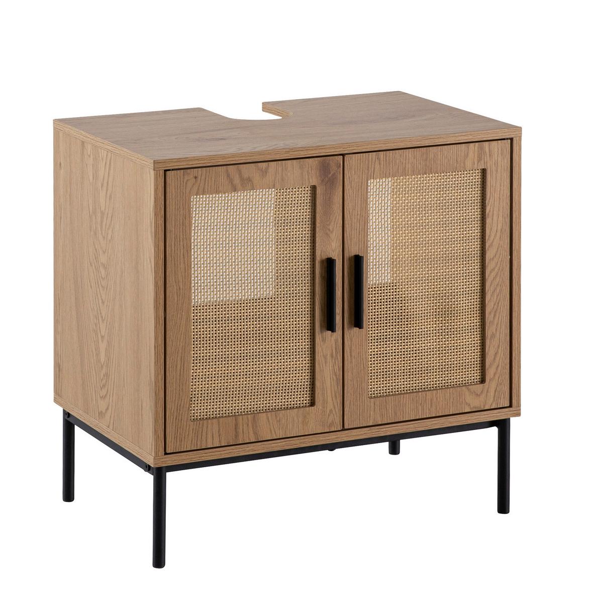 WASCHBECKENUNTERSCHRANK WL6.875 - Eichefarben/Schwarz, Design, Holzwerkstoff/Metall (60/60/40cm) - MID.YOU