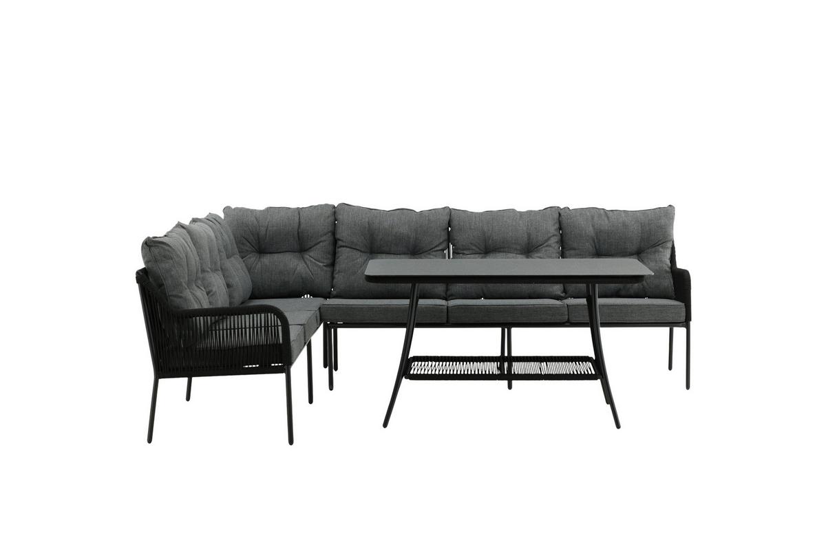 Dining-Loungeset Berlin ca. 173x196 cm Schwarz - Schwarz, KONVENTIONELL, Metall (173/196cm) - Gardenson