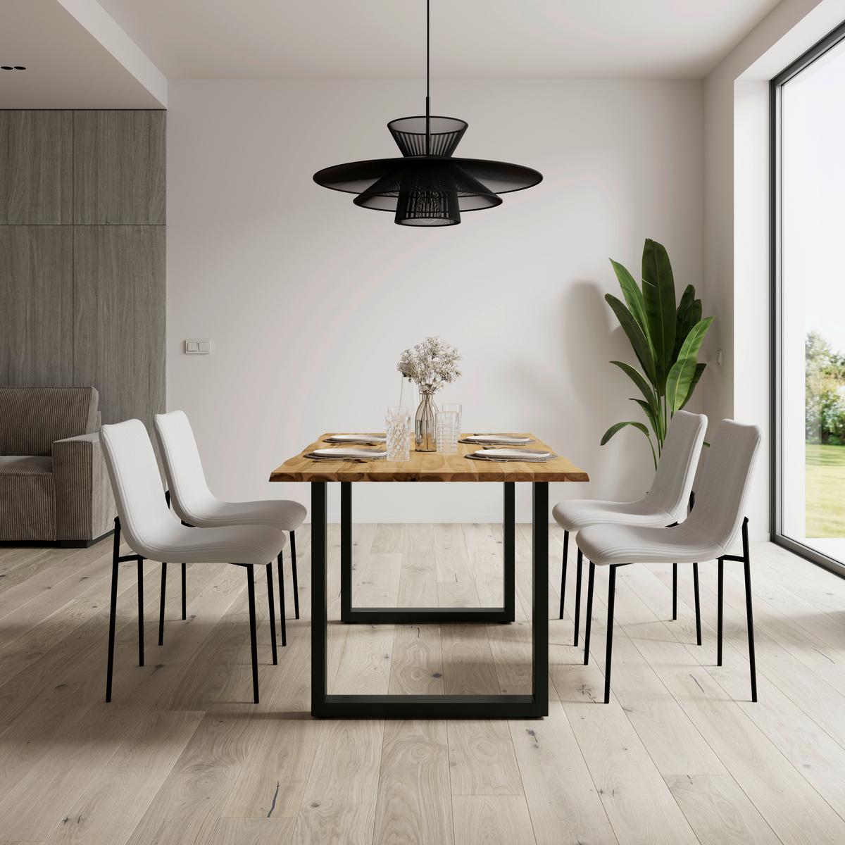 Esstisch Filo in Holz Akazie massiv ca. 160x90 cm - Schwarz/Akaziefarben, MODERN, Holz/Metall (160/90/76cm) - Bessagi Home