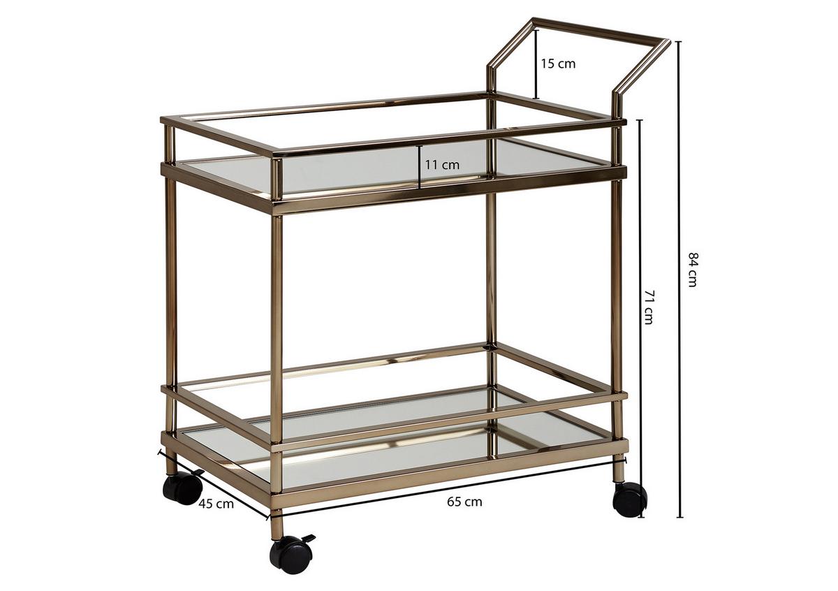 Servierwagen "WL5.987", gold - Goldfarben, Design, Glas/Kunststoff (45/65,5/84cm) - MID.YOU