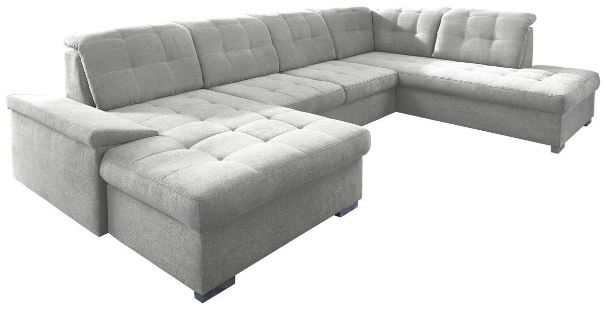 Wohnlandschaft Zira Silberfarben Nylon/Mikrofaser - Chromfarben/Silberfarben, Design, Kunststoff/Textil (169/330/212cm) - Livetastic
