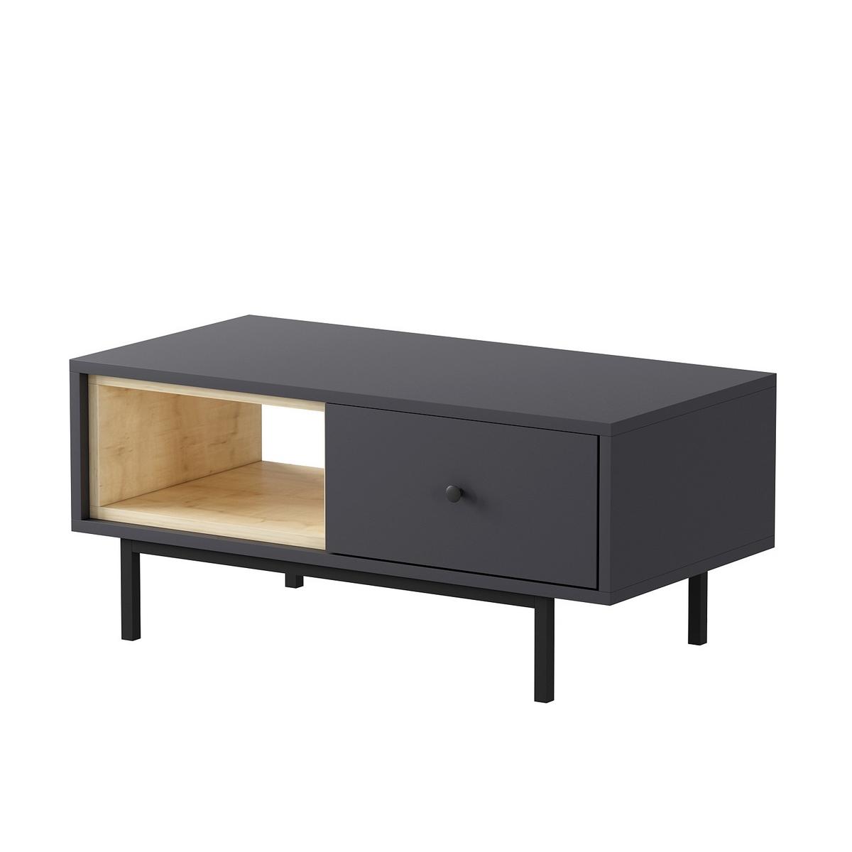 COUCHTISCH NATUREL COUCHTISCH - Anthrazit/Schwarz, Design, Holzwerkstoff/Metall (90/45/40cm) - Livetastic