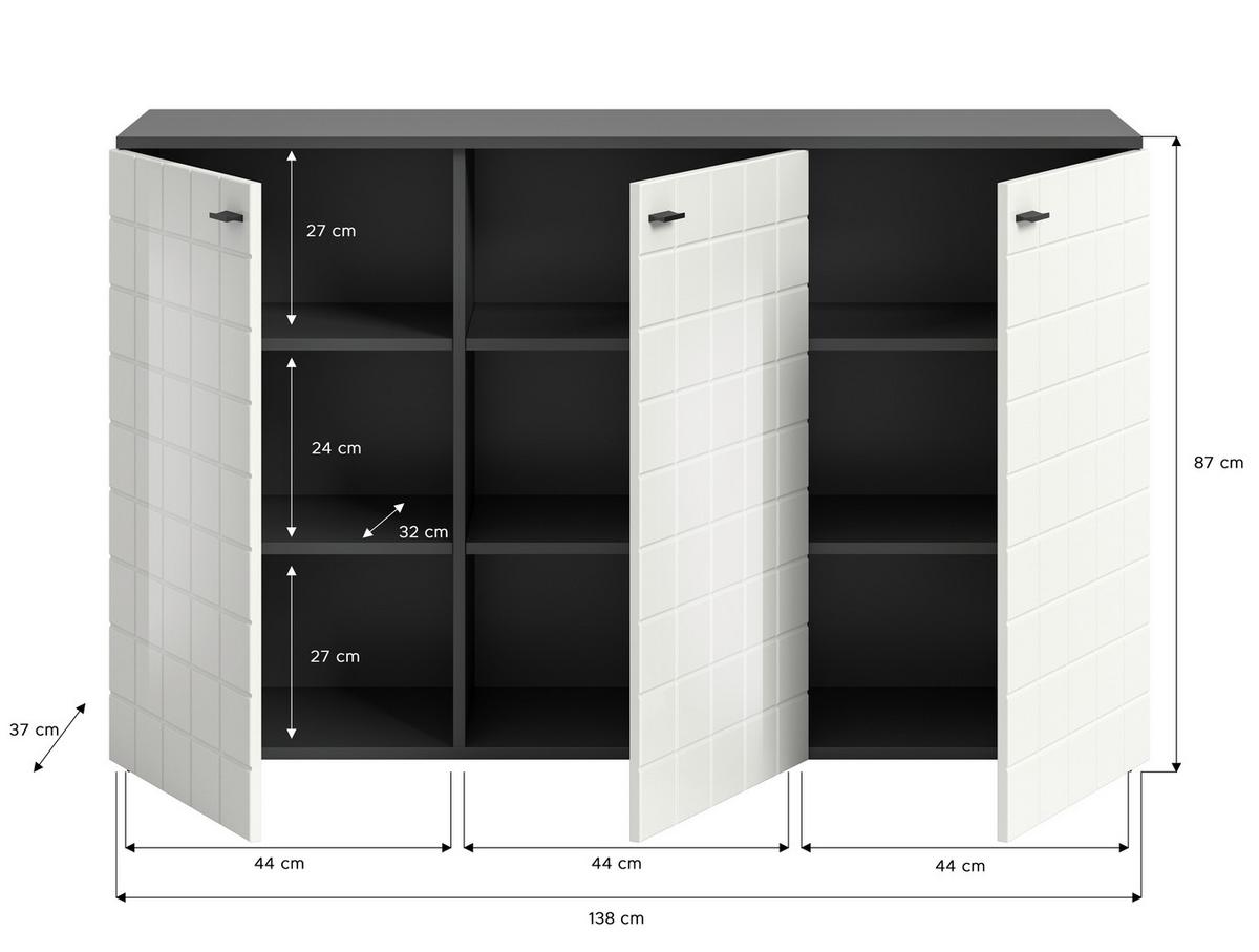 Komoda Monte, Bela, Antracit - črna/bela, Design, umetna masa/leseni material (138/87/37cm) - MID.YOU