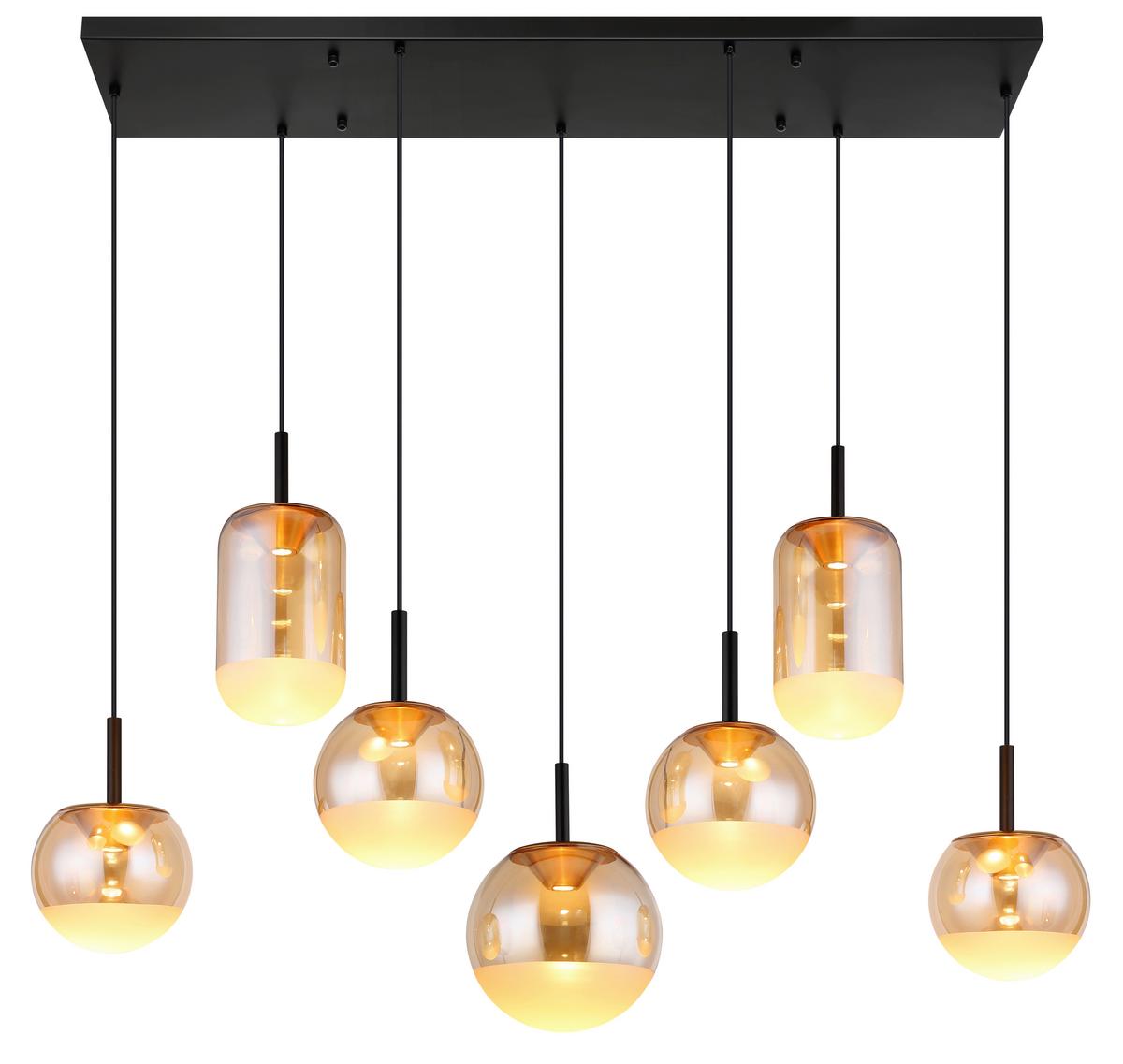 Led Viseća Svjetiljka Severin - narančasta/boje mjeda, Konvencionalno, staklo/metal (136/41/130cm)