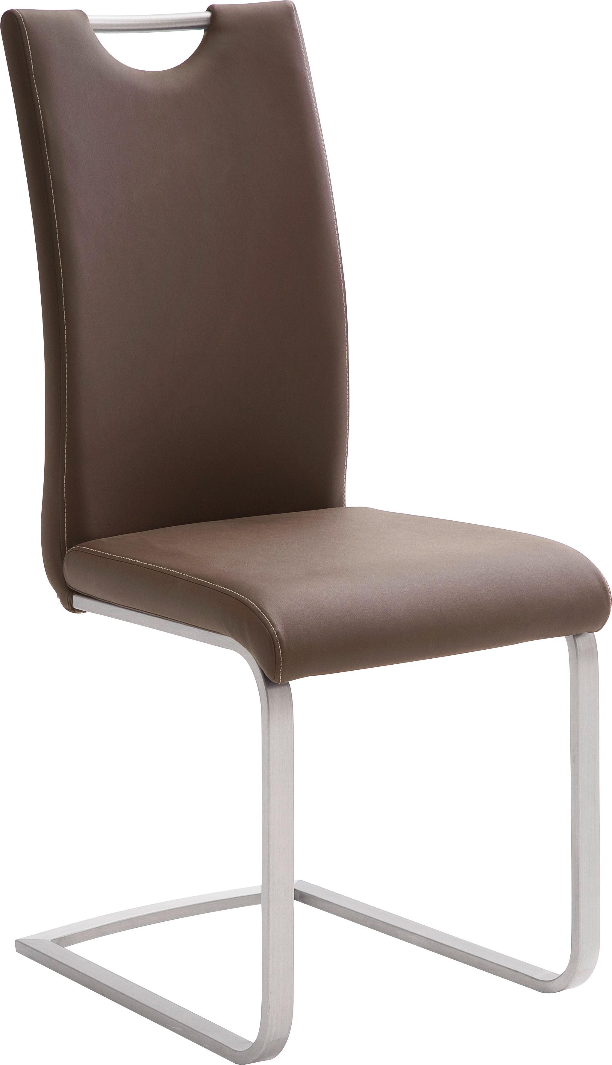 KRZESŁO NA PŁOZIE PAULO - kolor stalowy/kremowy, Design, metal/tkanina (42/103/55cm) - Novel