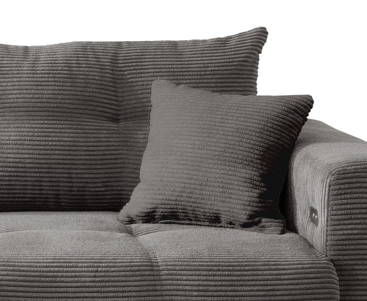 Wohnlandschaft Restato Grau Cord - Schwarz/Grau, MODERN, Holz/Textil (177/246cm) - MID.YOU