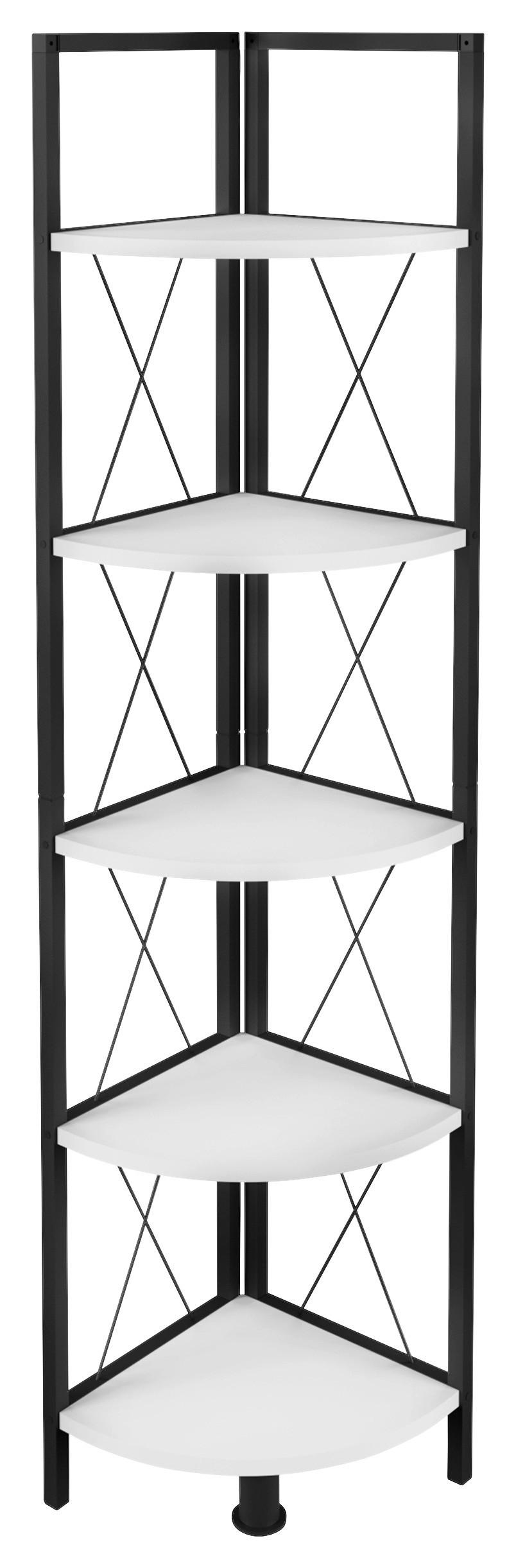 Eckregal INSASI 5 Schwarz/Weiß ca. 34x160x34 cm - Schwarz/Weiß, Design, Holzwerkstoff/Metall (34/160/34cm) - MID.YOU