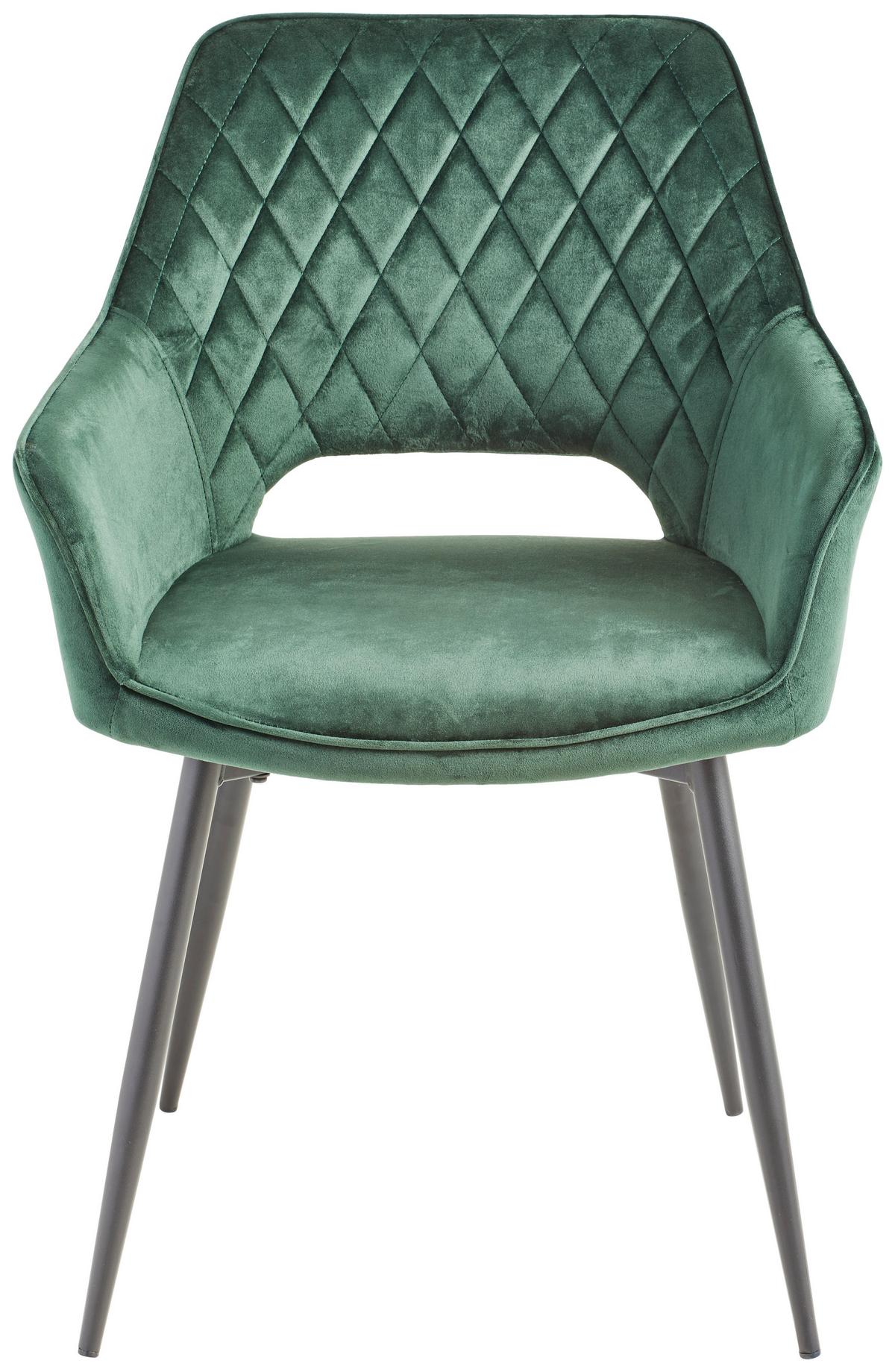 KRZESŁO Z PODŁOKIETNIKAMI GENUA - czarny/ciemnozielony, Konventionell, metal/drewno (56/56/80,5cm) - MID.YOU