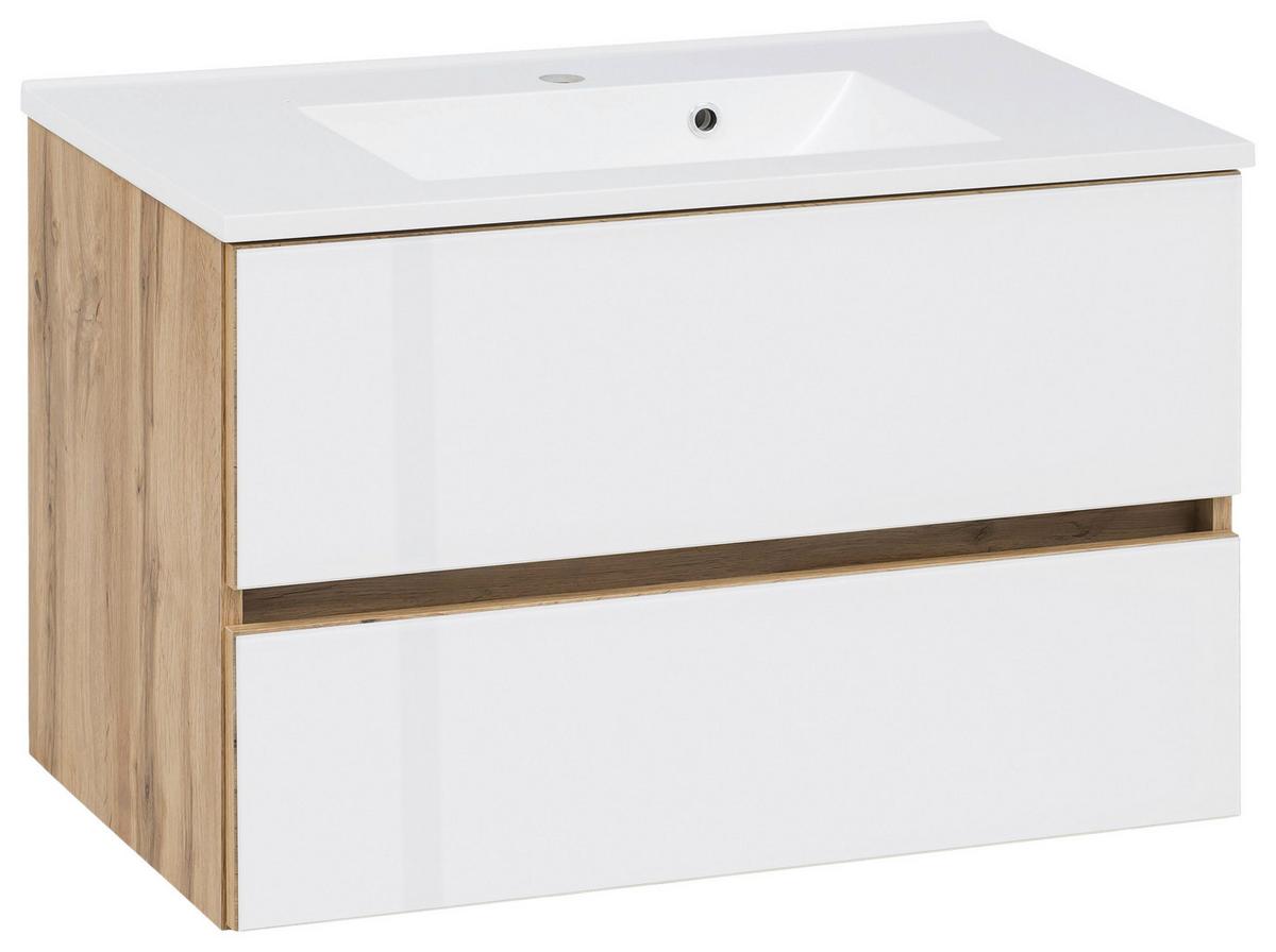 BADEZIMMER HELSINKI - Eichefarben/Weiß, KONVENTIONELL, Glas/Holzwerkstoff (120cm) - Held