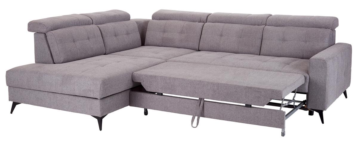 Sedežna Garnitura Barletta, Siva, Ležišče, Predal - siva/črna, Moderno, kovina/tekstil (228/289cm) - Premium Living