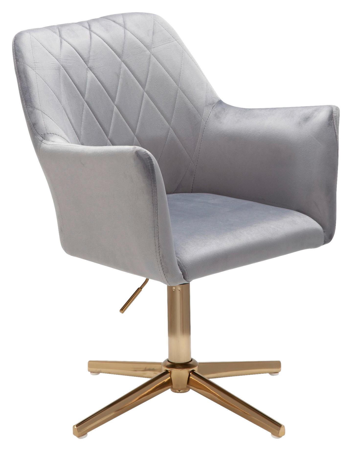 Armlehnstuhl Wohnling Hellgrau - Goldfarben/Hellgrau, MODERN, Textil/Metall (55/97/55cm) - MID.YOU