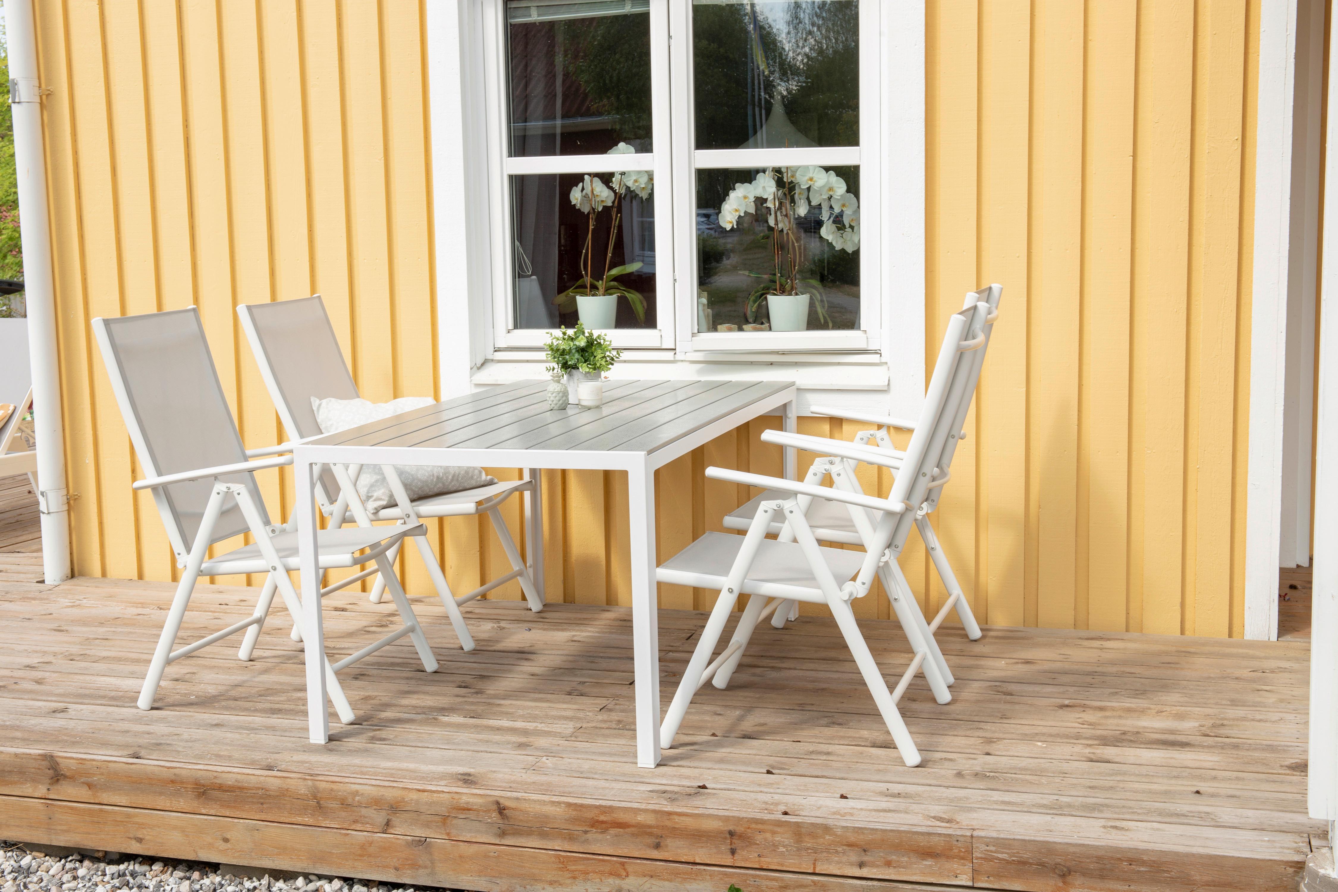 Gartenstuhl 2er-Set Break ca. 55x108 cm Grau/Weiß - Weiß/Grau, KONVENTIONELL, Textil/Metall (55/108/62cm) - Gardenson