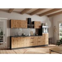 Küchenleerblock Liverpool o. Geräte Graphit/Eichefarben - Schieferfarben/Eiche Wotan, Basics, Holzwerkstoff/Metall (300cm) - Held