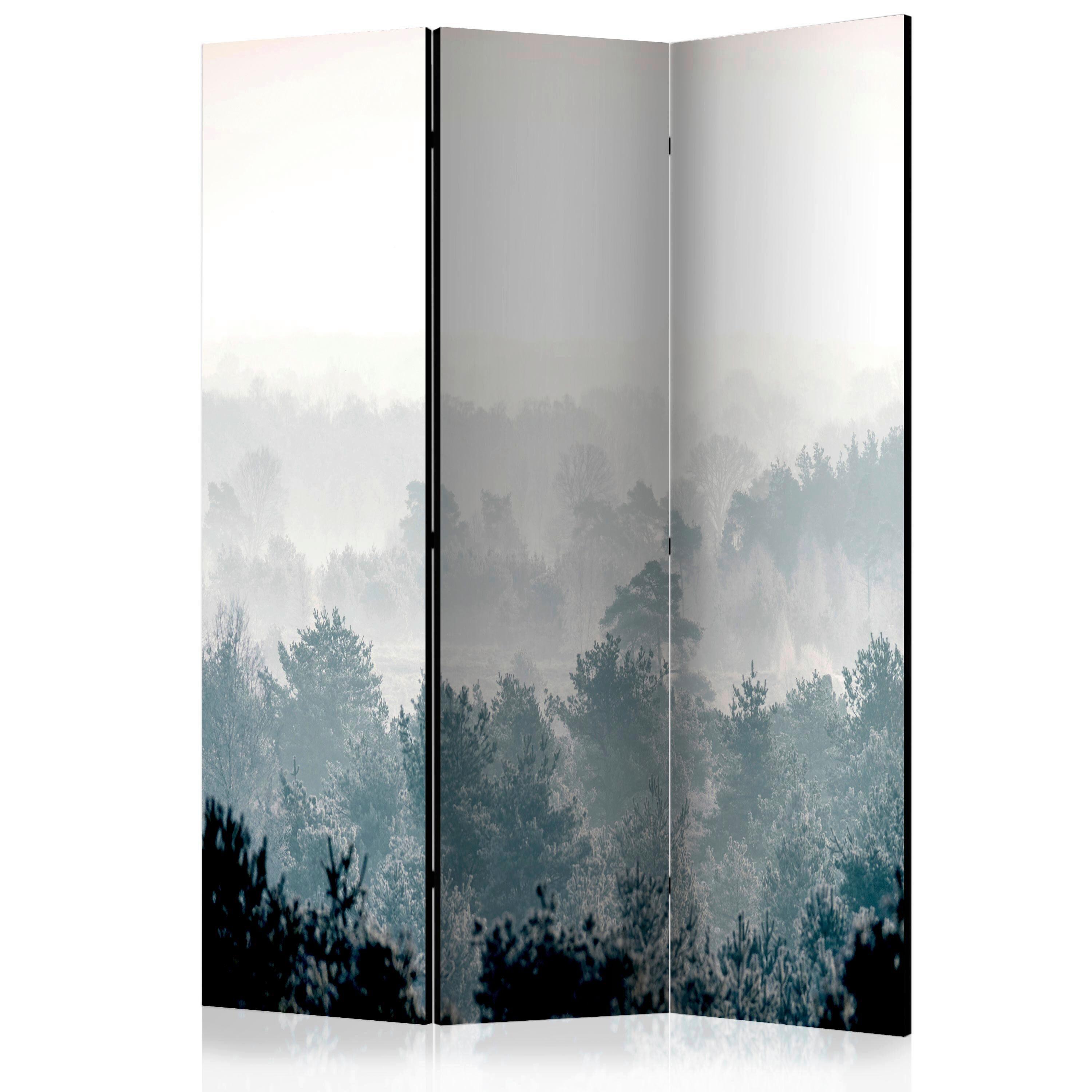 Paravan Winter Forest, 3-Delni, Enostranski - pastelno modra/sivobela, Basics, tekstil/les (135/172/3cm) - artgeist