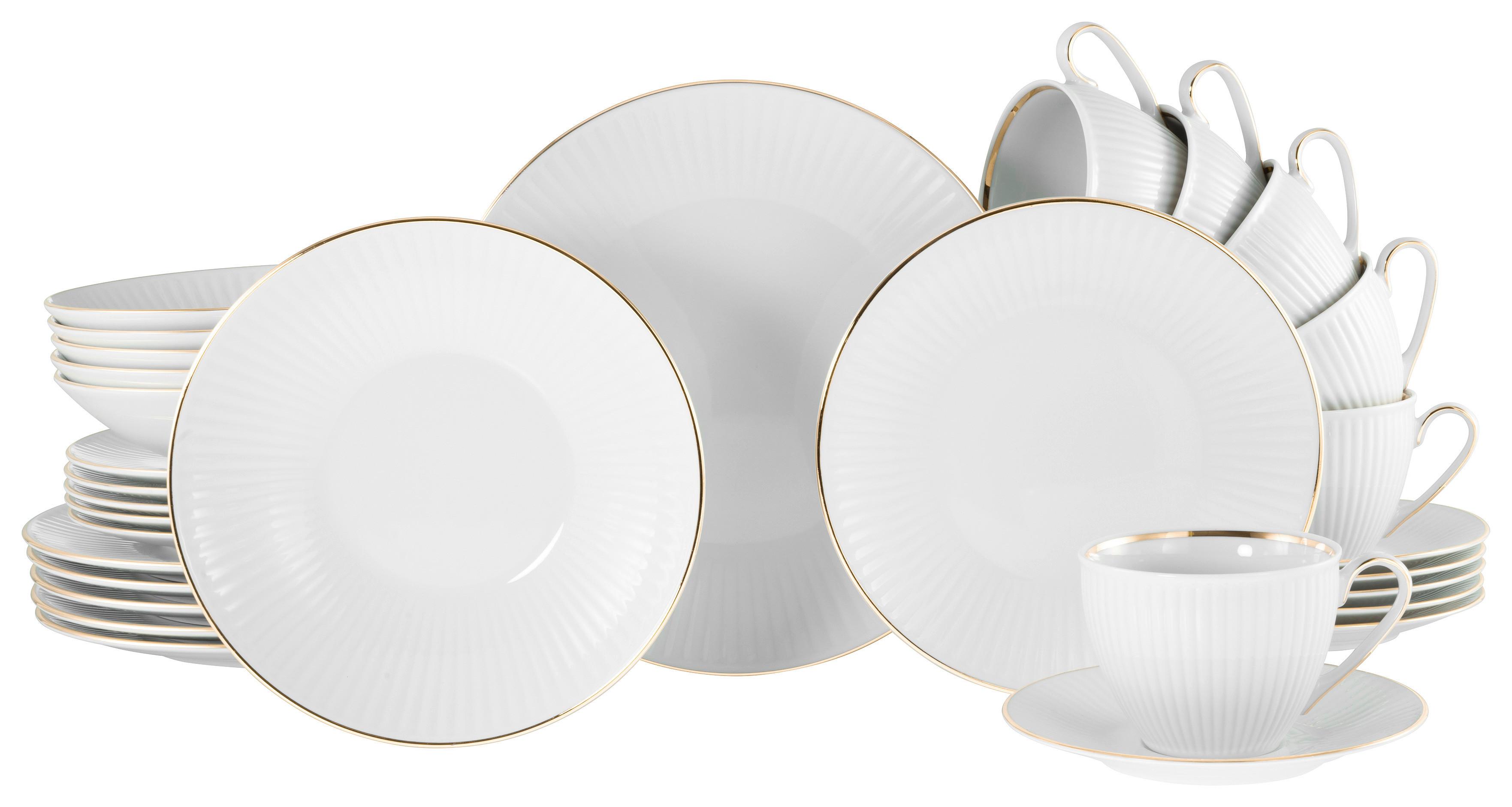 Kombinirani Servis Valencia, 30-Delni - zlate barve/bela, Design, keramika - Creatable