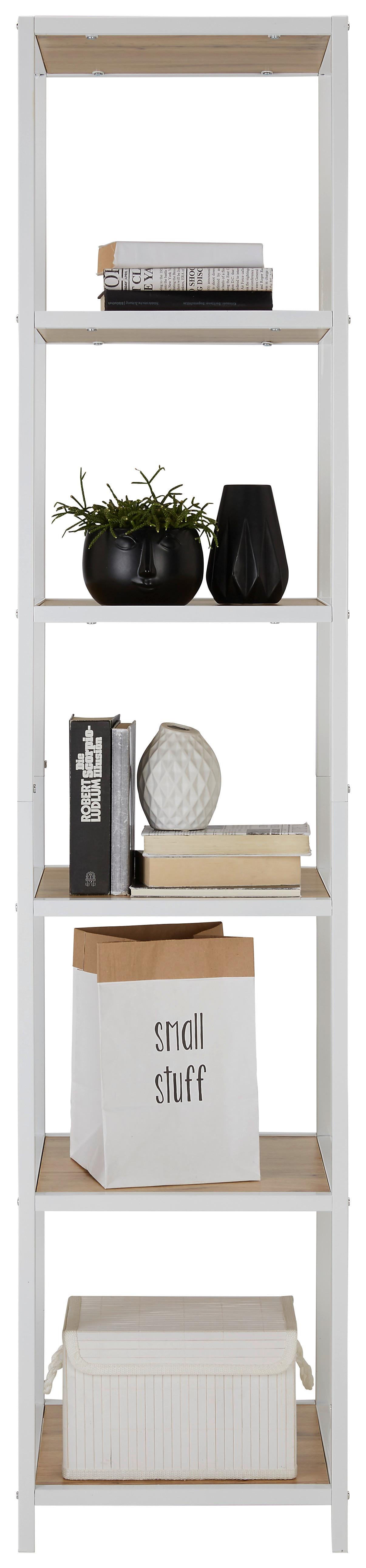 Regal in Weiss/Eichefarben - Weiss/Eichefarben, Modern, Holzwerkstoff/Metall (40/185/40cm) - Modern Living