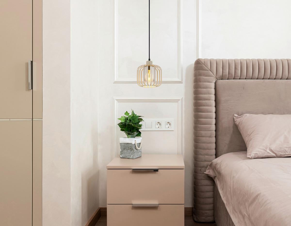 HÄNGELEUCHTE 15758H GREYS - Sandfarben/Klar, Design, Glas/Textil (18/120cm) - Globo