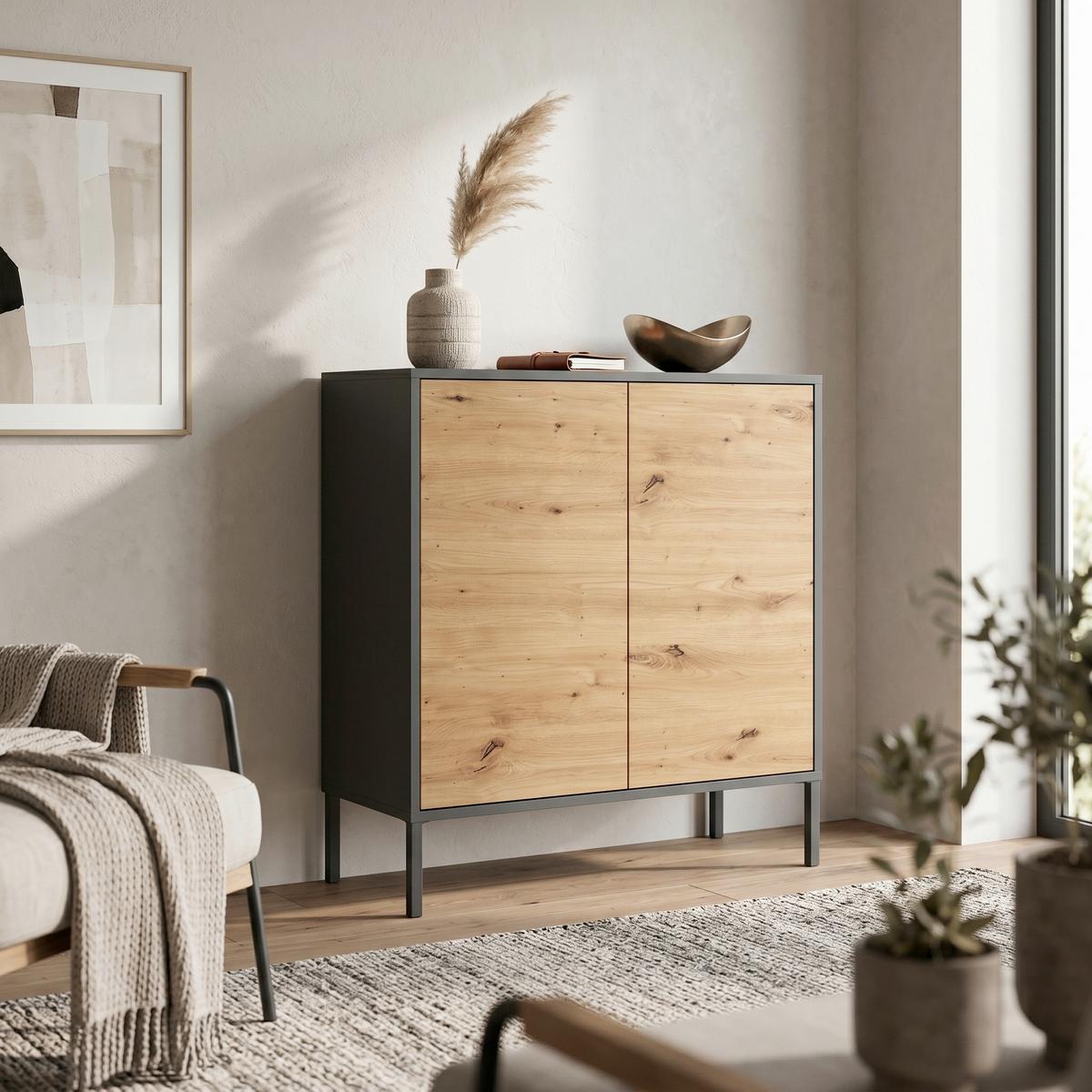 Kommode Mailand Typ 4 Anthrazit/Eiche - Anthrazit/Eiche Artisan, MODERN, Holzwerkstoff/Metall (79/86/33cm) - MID.YOU