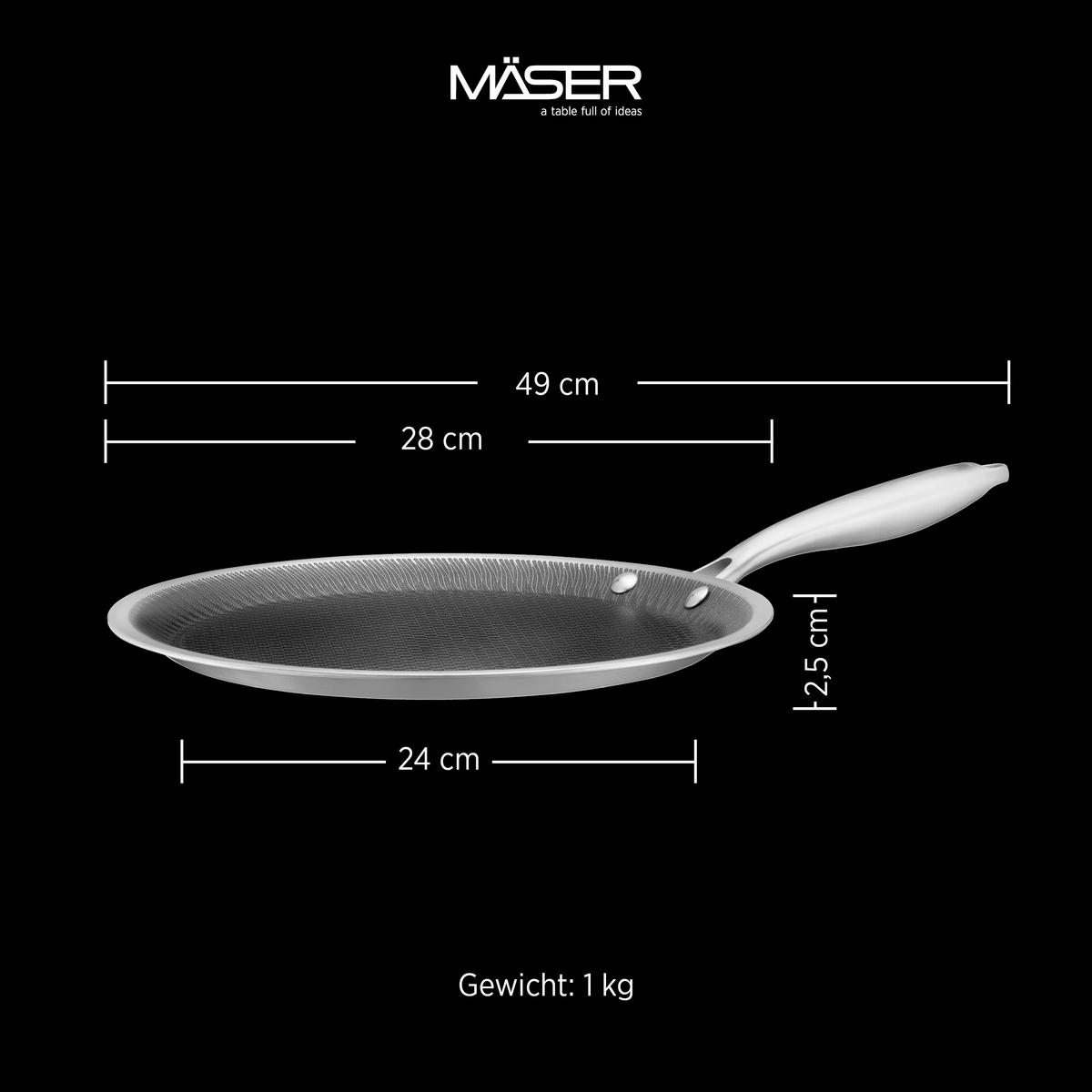 Crepespfanne 935599 - Silberfarben/Schwarz, Basics, Metall (28/2,5cm) - Mäser