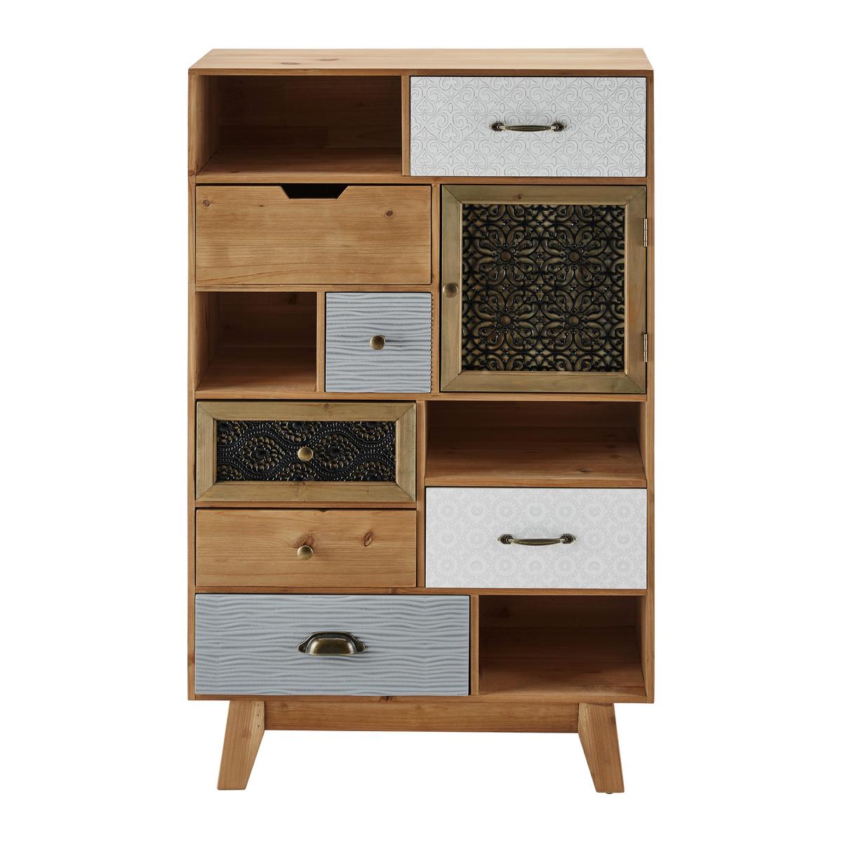 Kommode Frame Multicolor Echtholz/MDF - Multicolor/Schwarz, MODERN, Holz (68/112/34cm) - Bessagi Home