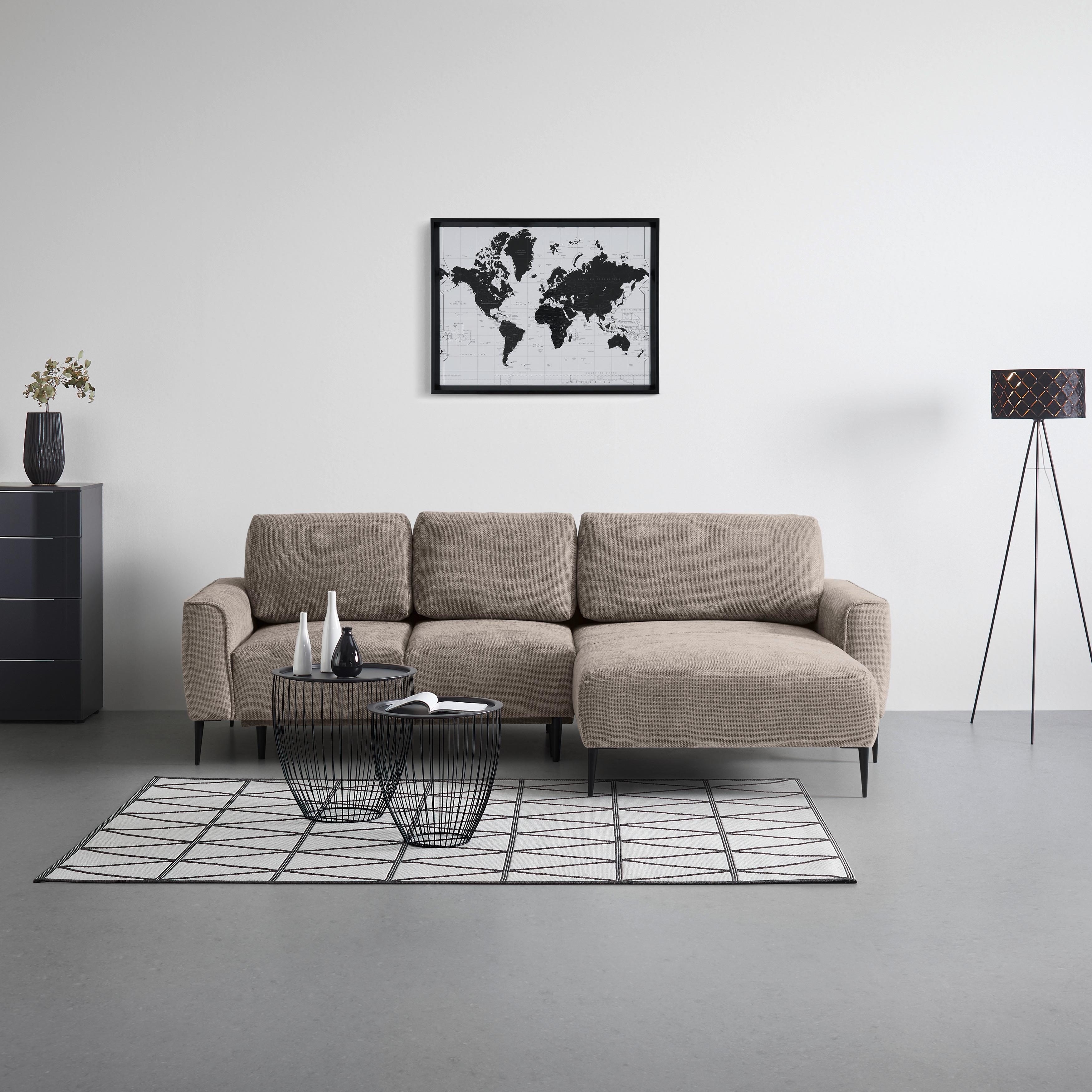 Ecksofa Custom Beige - Beige/Schwarz, MODERN, Textil/Metall (255/164cm) - Mömax