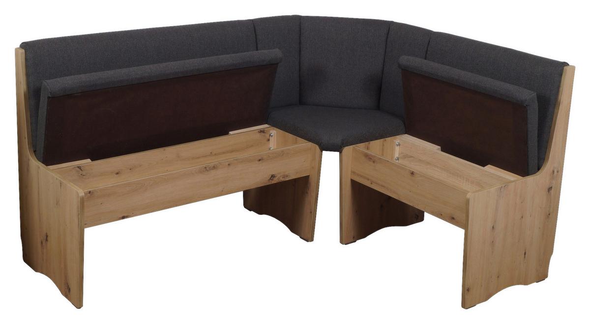 Eckbankgruppe Duisburg 4-tlg. Eiche Artisan/Grau - Dunkelgrau/Eiche Artisan, KONVENTIONELL, Holz/Holzwerkstoff (125/165cm) - P & B
