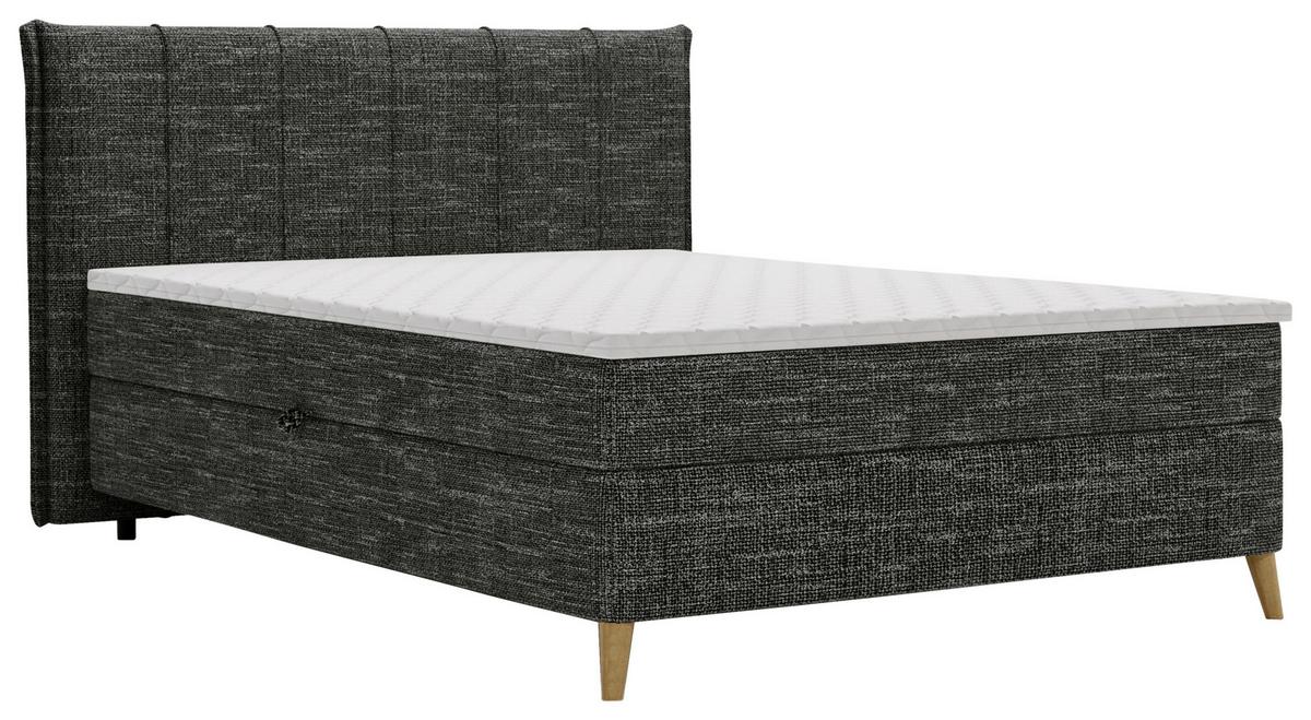 Boxbett Veloria Schwarz ca. 140x200cm - Schwarz, KONVENTIONELL, Textil/Metall (140/200cm) - Based