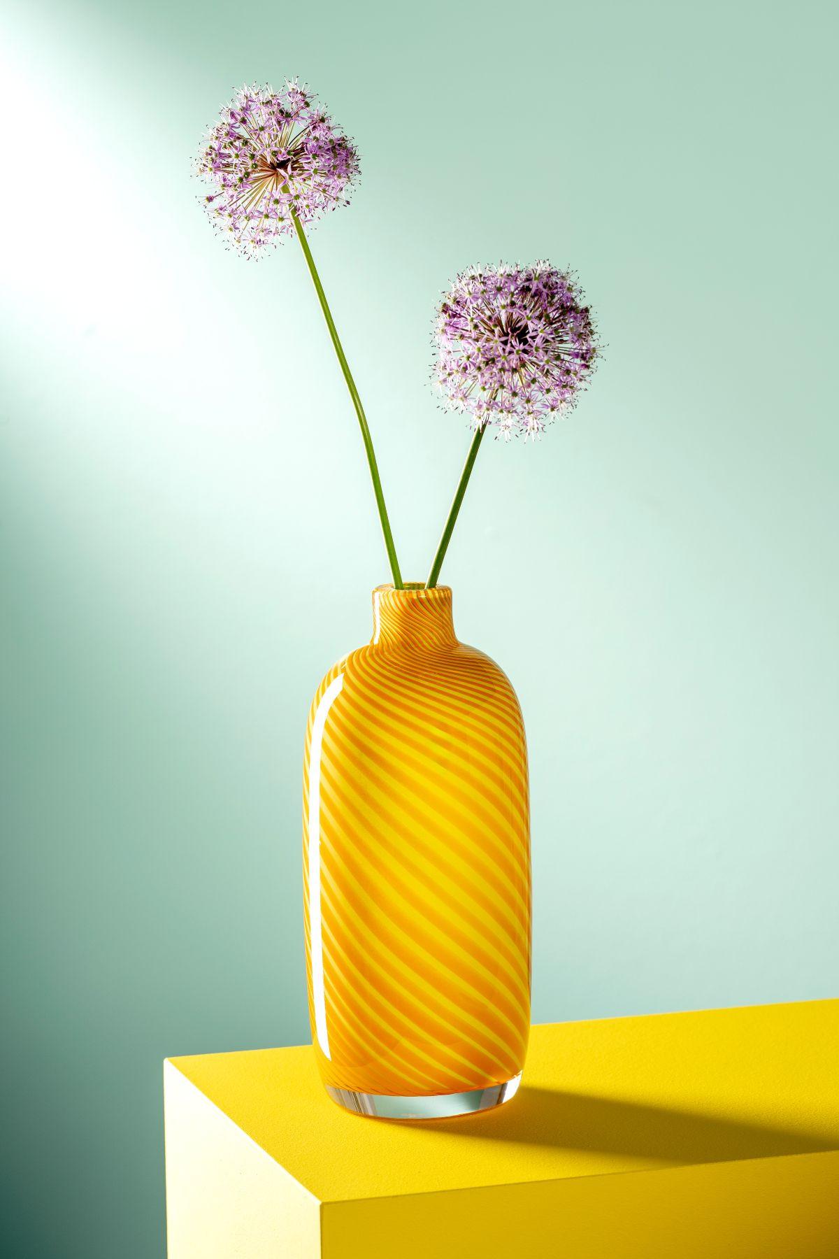 Vase Gelb/Orange - Gelb/Orange, KONVENTIONELL, Glas (13,50/32,00/13,50cm) - Leonardo