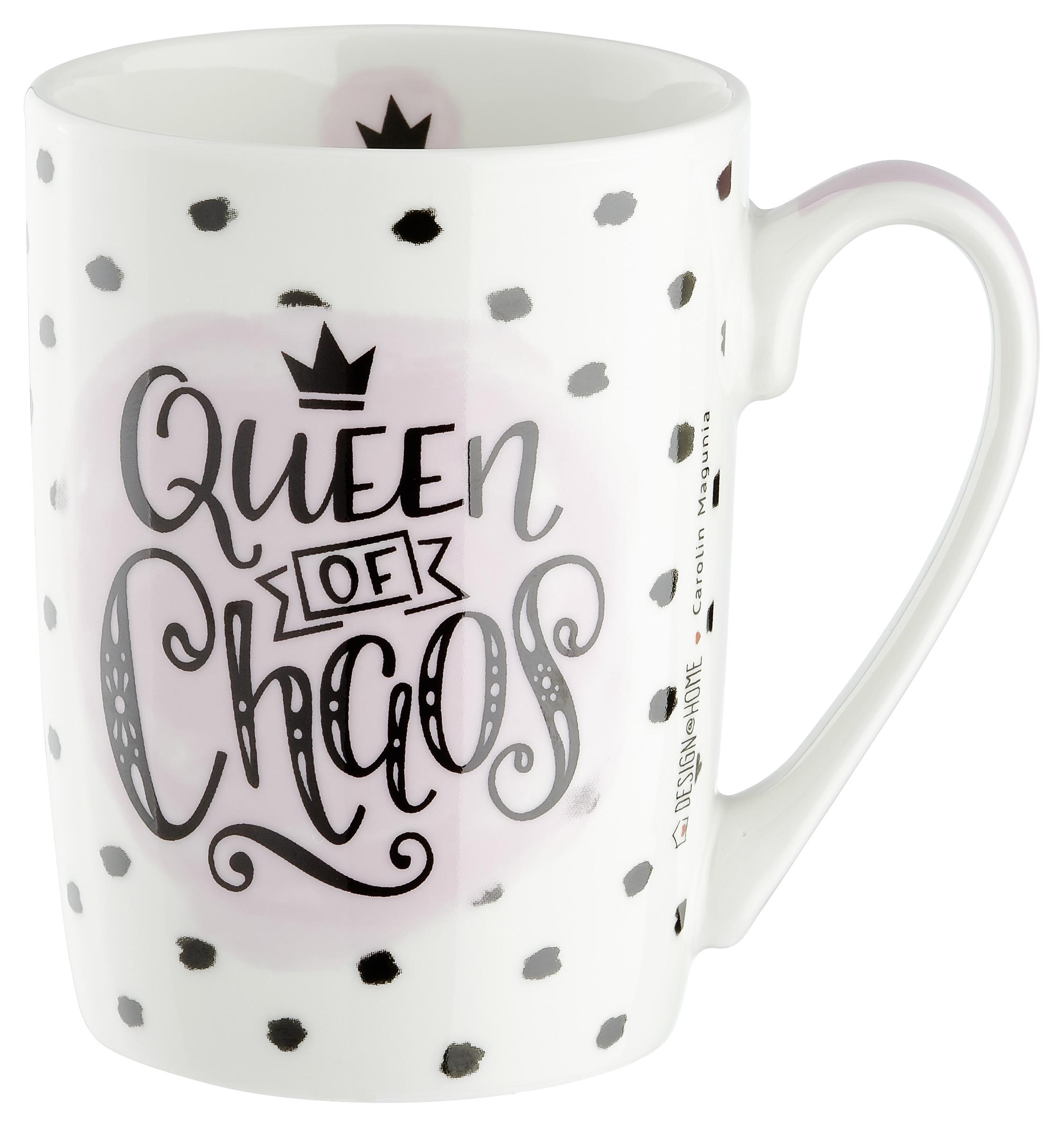 Kaffeebecher Queen of Chaos ca. 250ml - Schwarz/Rosa, KONVENTIONELL, Keramik (0,25l)