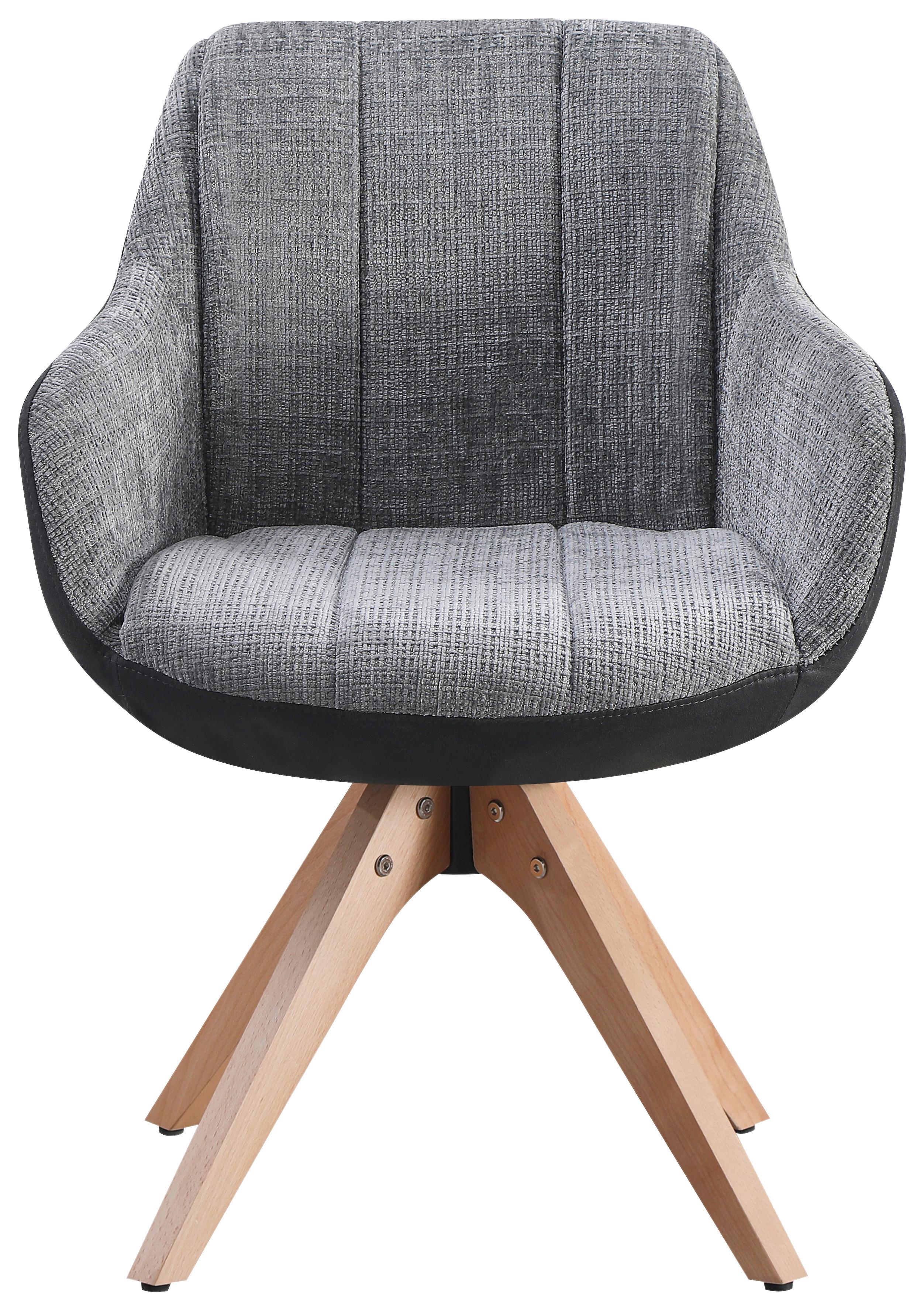 Armlehnstuhl Relax Grau/Buchefarben - Dunkelgrau/Buchefarben, MODERN, Holz/Textil (60/84/61cm) - Mömax