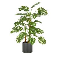 Kunstpflanze Split- Philodendron Grün ca. 100cm - Braun/Grau, Basics, Kunststoff (100cm)