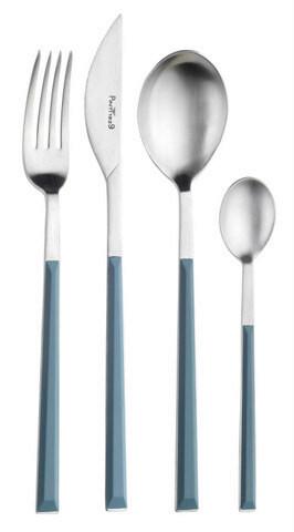 Jedilni Pribor Sushi Pro, 24-Delni - barve nerjavečega jekla/svetlo modra, Basics, kovina/umetna masa - Pintinox