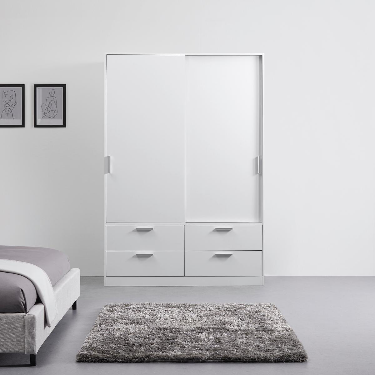 Omara Z Drsnimi Vrati Mika, Bela, Š. 140 Cm - barve kroma/bela, Konvencionalno, umetna masa/leseni material (140/205/60cm) - Mömax