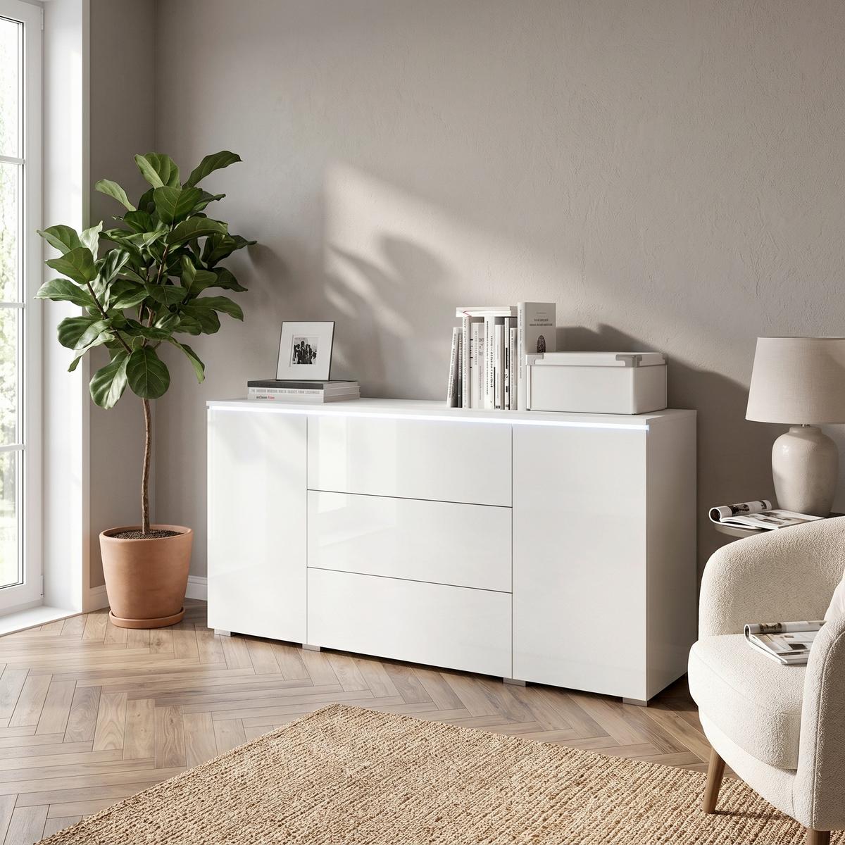 Tálalószekrény Vera Weiss Hochglanz - magasfényű fehér/fehér, Lifestyle, faalapú anyag (150/67,9/39,5cm) - P & B