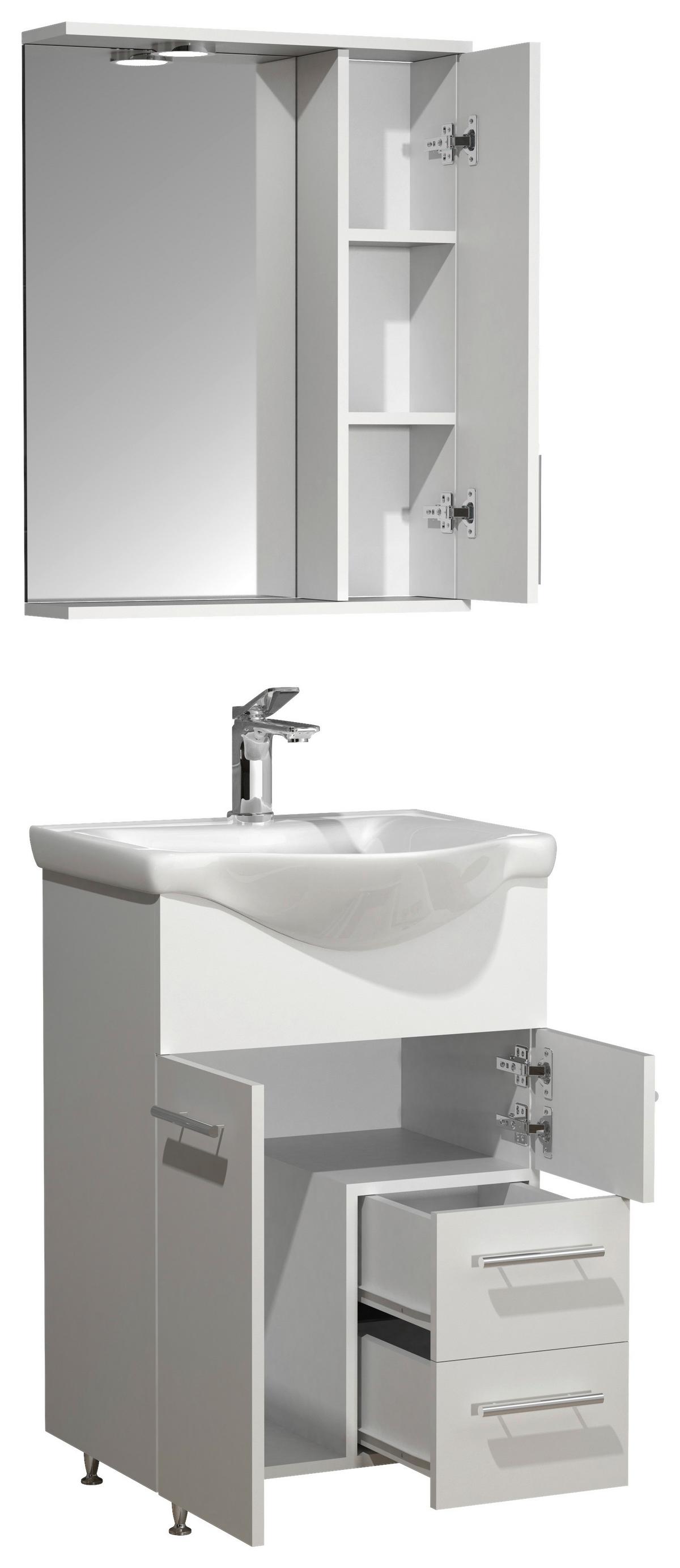 BADEZIMMER LISALO L - Weiss/Silberfarben, Modern, Glas/Keramik (55cm) - MID.YOU