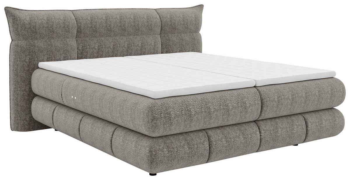 Boxspringbett Auris Dunkelgrau ca. 180x200cm - Dunkelgrau/Schwarz, KONVENTIONELL, Kunststoff/Textil (180/200cm) - Sembella