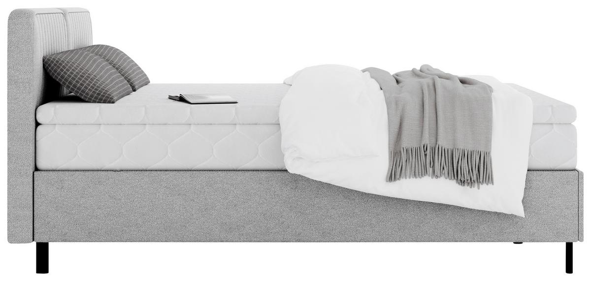 Boxbett Livetto Grau ca. 180x200cm - Schwarz/Grau, KONVENTIONELL, Holz/Textil (180/200cm) - Mömax