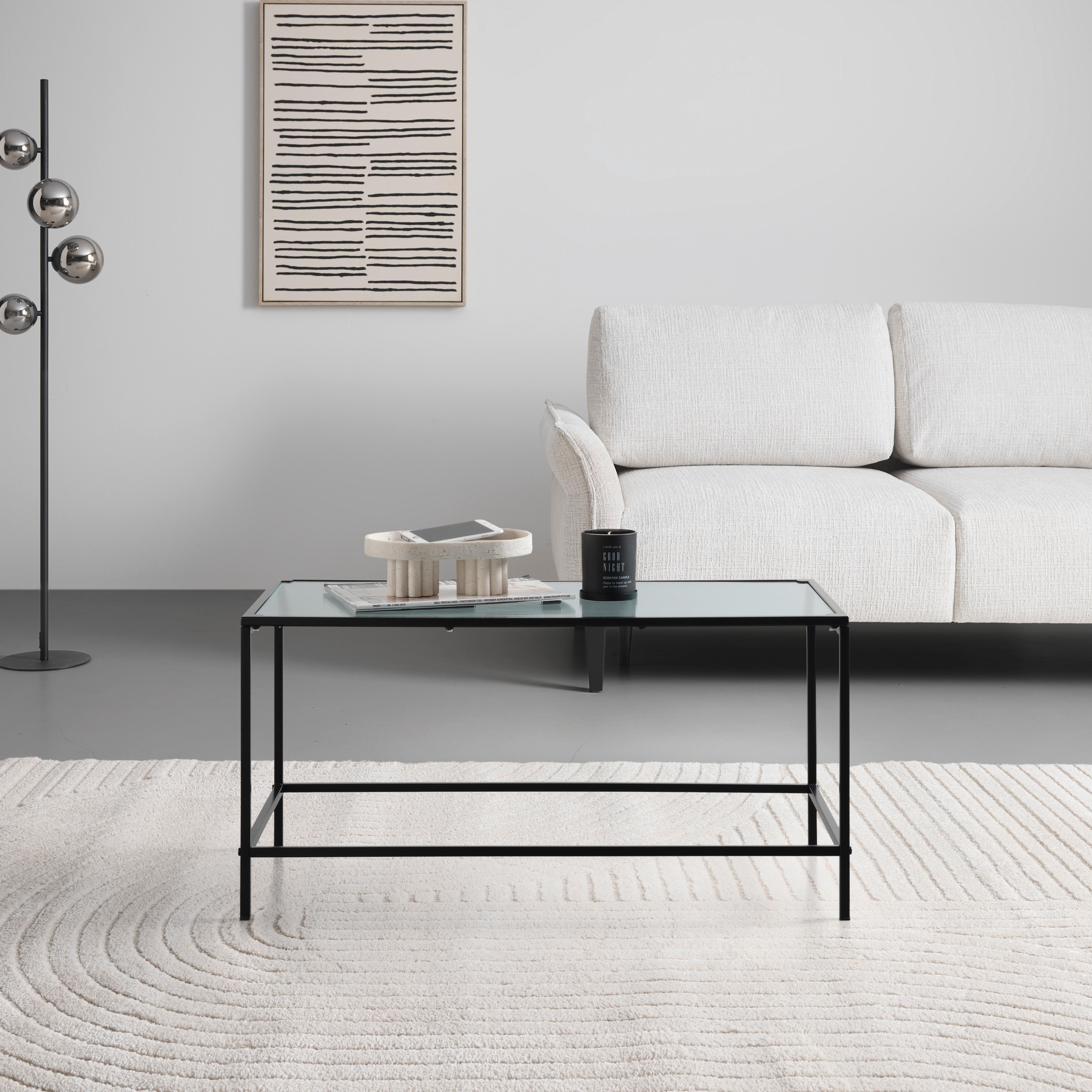 SOFFBORD LEON - svart/transparent, Modern, metall/glas (80/40/40cm) - Mömax