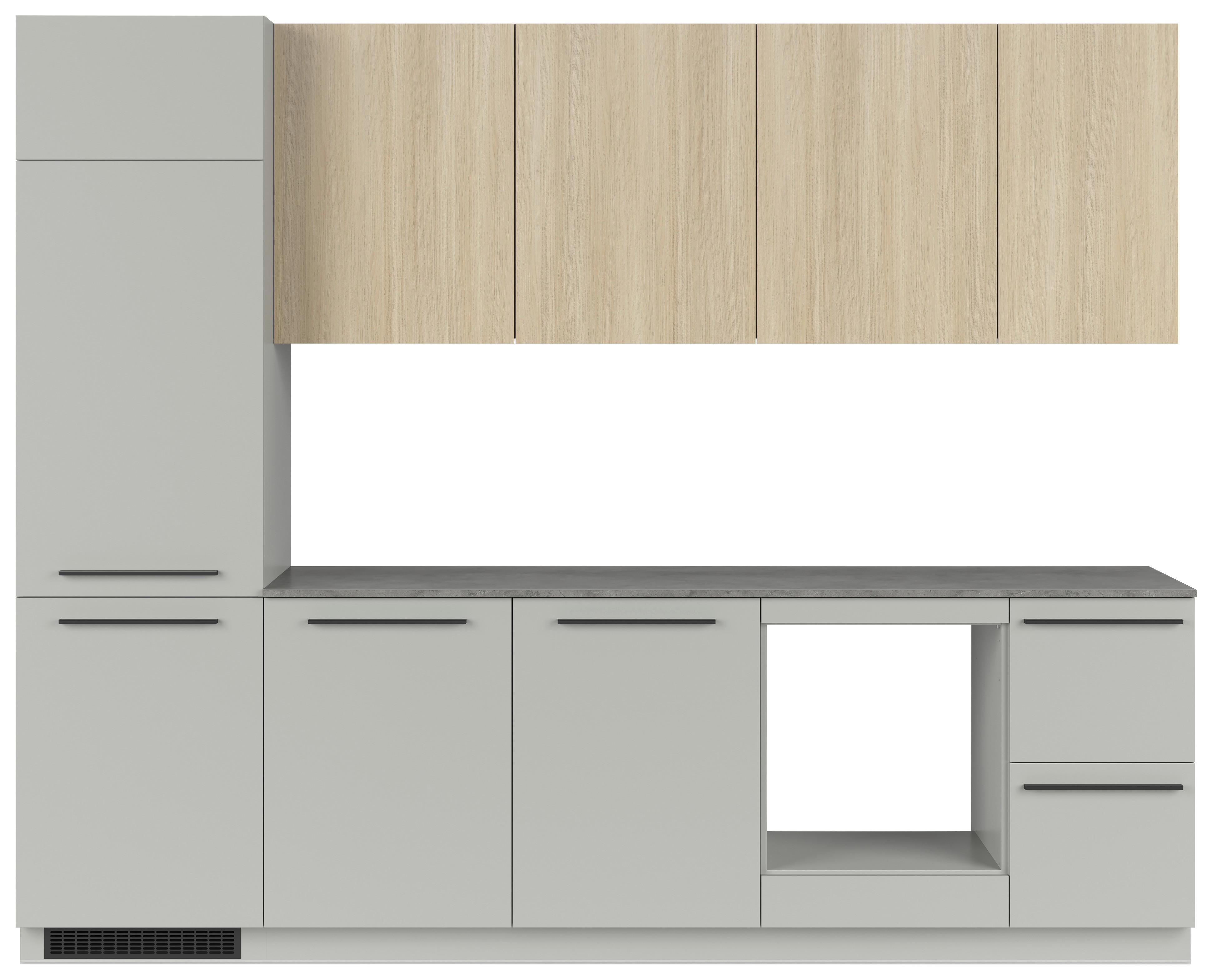 Küchenblock Milino o. Geräte Eichefarben - Eichefarben/Graphitfarben, Basics, Holzwerkstoff/Kunststoff (285cm) - Visiona