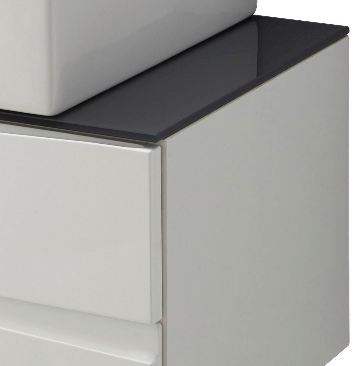 Waschbeckenunterschrank Shape ca. 80x33x47cm Weiß/Grau - Weiß Hochglanz/Grau, MODERN, Glas/Holzwerkstoff (80/33/47cm) - MID.YOU