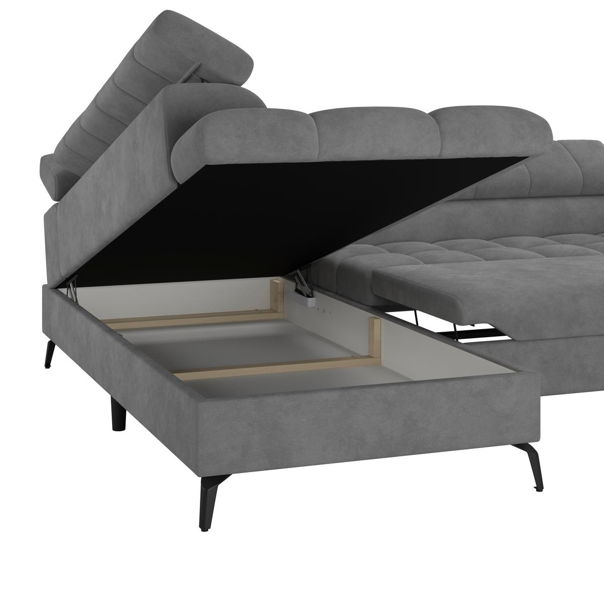 Kutna Garnitura Volf - crna/sivoplava, Trend, tekstil/metal (203/261cm) - Modern Living