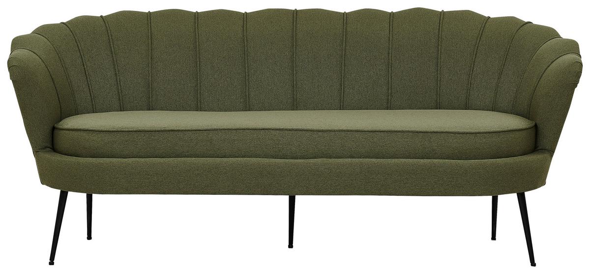 Sofa Calais ca. 180 cm Olivgrün - Schwarz/Olivgrün, Design, Textil/Metall (180/78.5/78cm) - Livetastic
