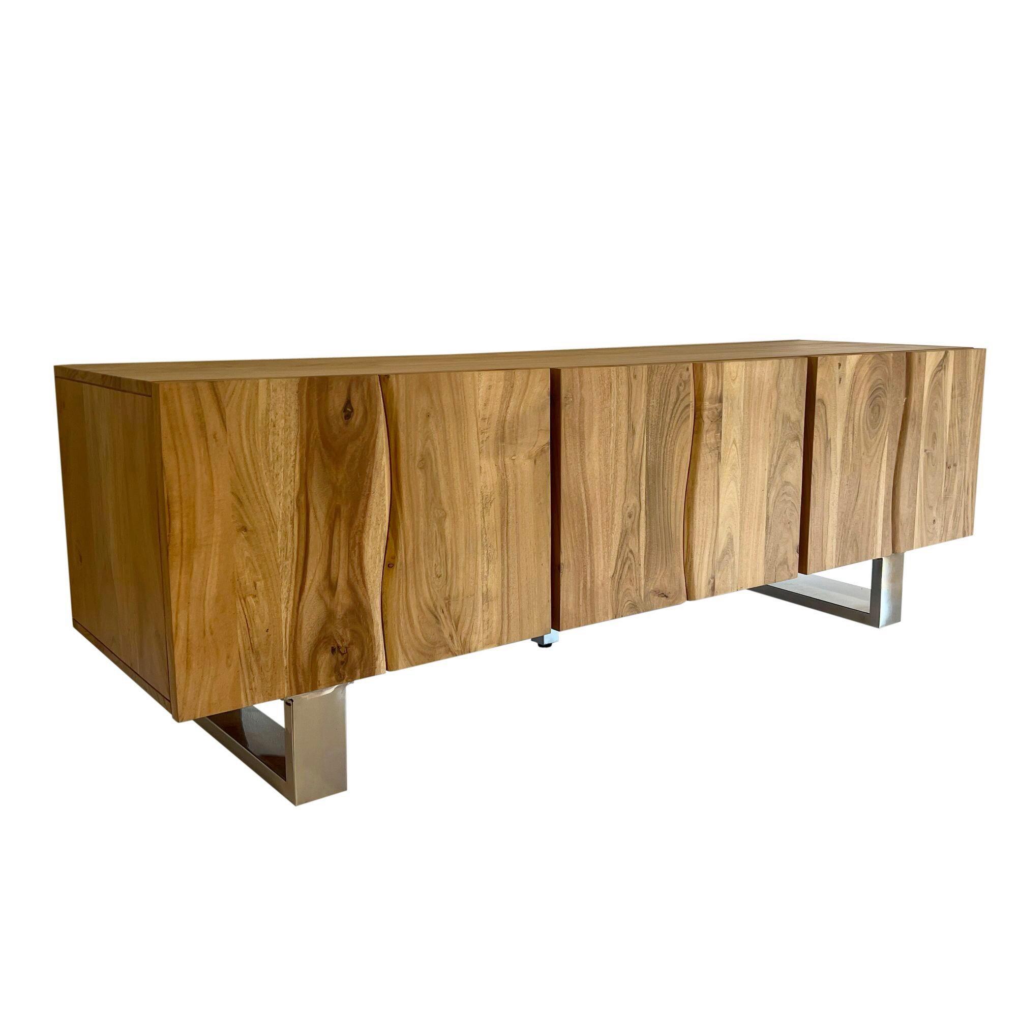 LOWBOARD WL7.028 - Chromfarben/Akaziefarben, Natur, Holz/Metall (160/56/46cm) - Livetastic