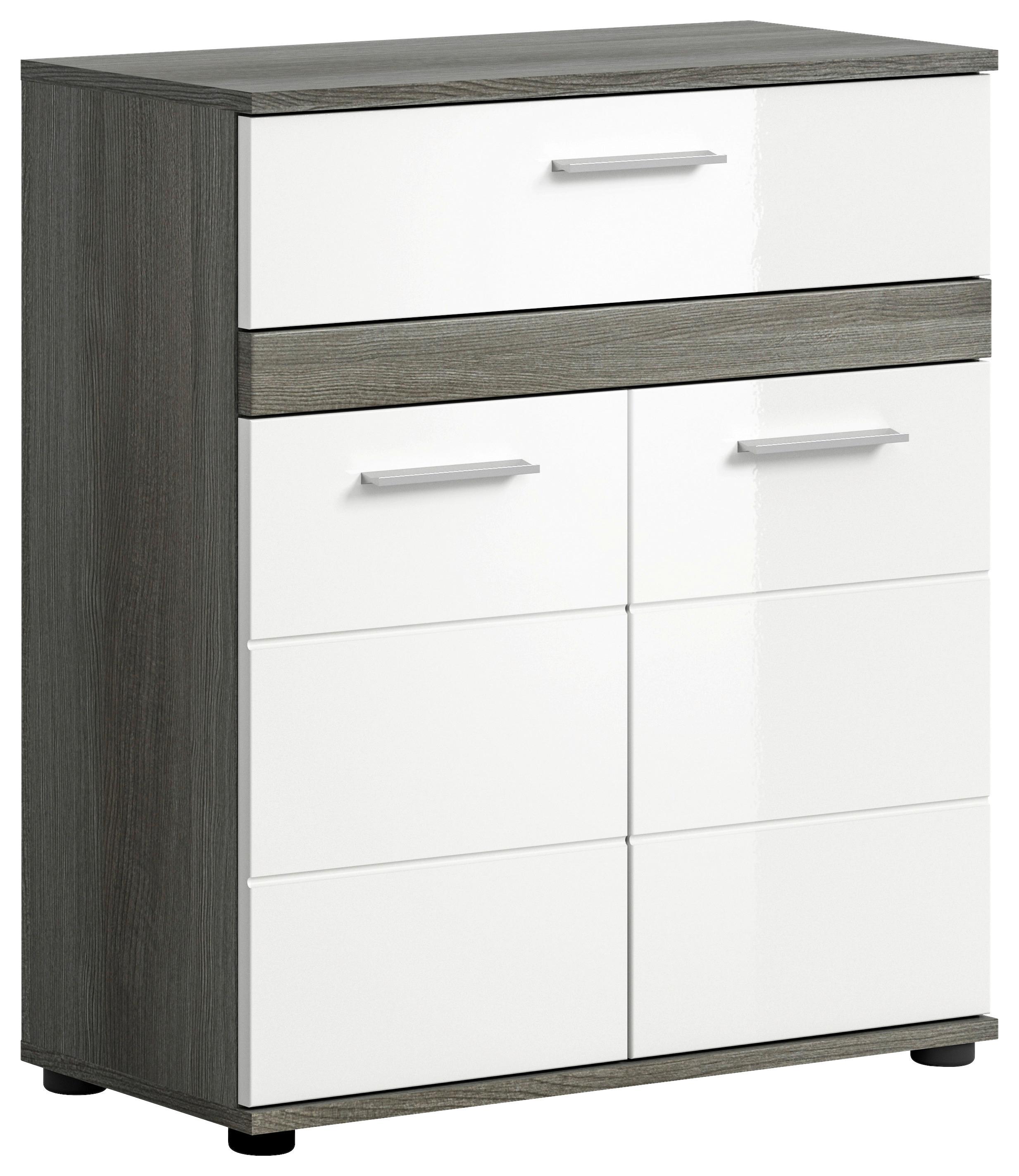 Midischrank Blake ca. 70x79 cm Rauchsilber/Weiß - Weiß Hochglanz/Silberfarben, MODERN, Holzwerkstoff/Kunststoff (70/79/31cm) - MID.YOU