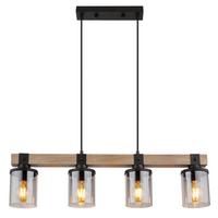 Függőlámpa 15555-4h - sötétbarna/fekete, Natur, műanyag/Üveg (73/10/133cm) - Globo