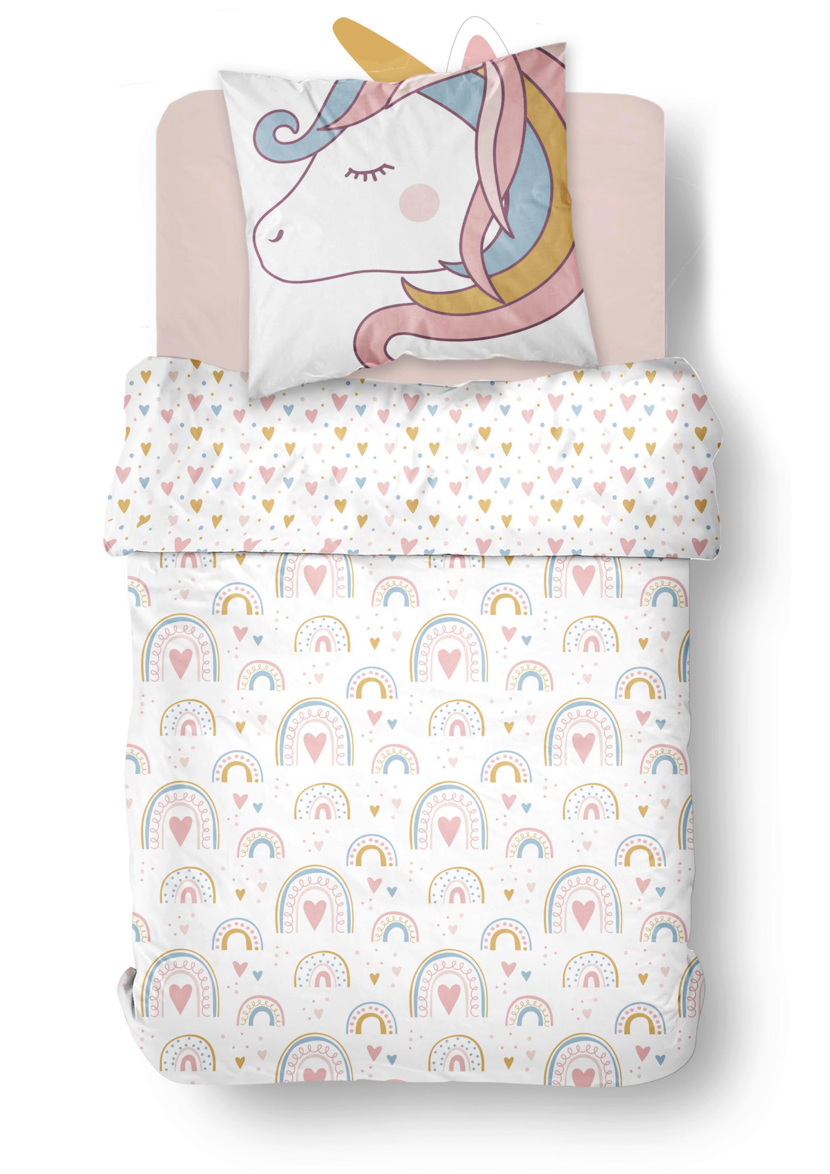 Otroška Posteljnina Unicorn - bela/večbarvno, tekstil (140/200cm)