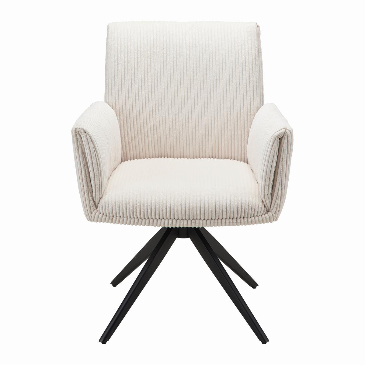 Armlehnstuhl Rosalia Beige Cord Drehbar Gepolstert - Beige/Schwarz, MODERN, Holz/Textil (65/87,5/61,5cm) - Bessagi Home