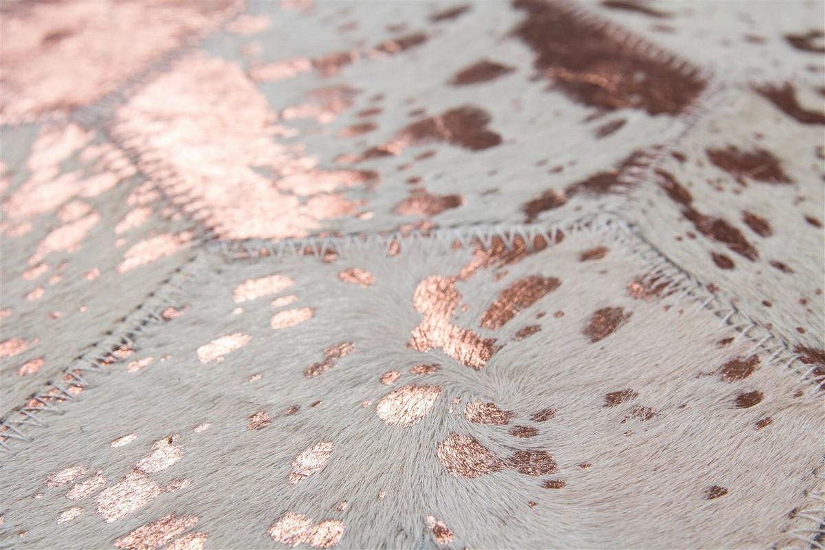 FLACHWEBETEPPICH SPARK 210 ELFENBEIN / CHROM - Roségold/Creme, Design, Leder (120/170cm) - Kayoom