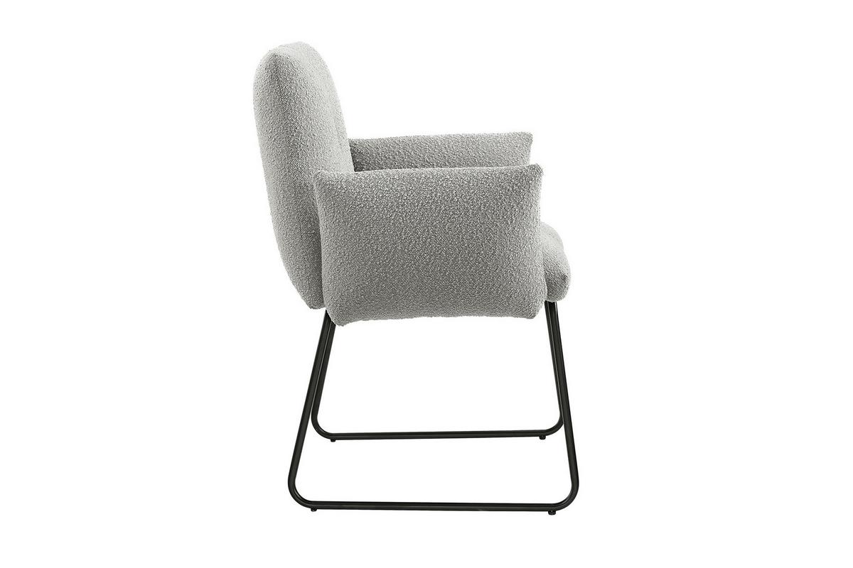 Naslanjač Bouclé, Svetlo Siva - črna/svetlo siva, Moderno, kovina/tekstil (73,5/87/64,5cm) - Livetastic