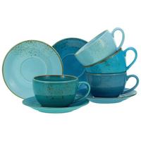 Tassenset Blau/Goldfarben, 8-teilig - Blau/Goldfarben, Keramik - Creatable